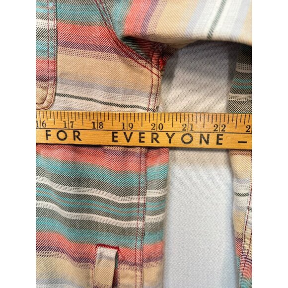 Modern Amusement Men's Hooded Button-Up Shirt Jacket Stretch Size M Multi Stripe - Picture 10 of 12